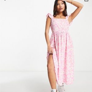 NWT Pink Floral Midi Dress